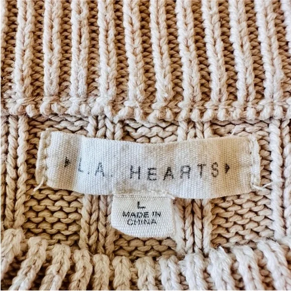 LA Hearts Ribbed Cropped Knit Sweater 100% Cotton | Women’s Large | Neutral Cozy - Picture 7 of 8